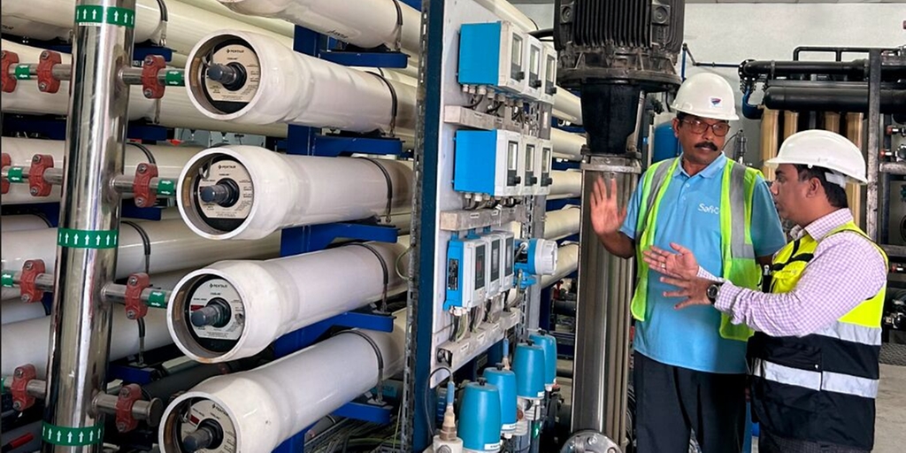 Reverse osmosis with control panel at Safi water reuse plant