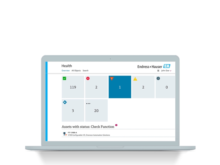 Screenshot Netilion Health asset-health management: IIoT interface on Laptop