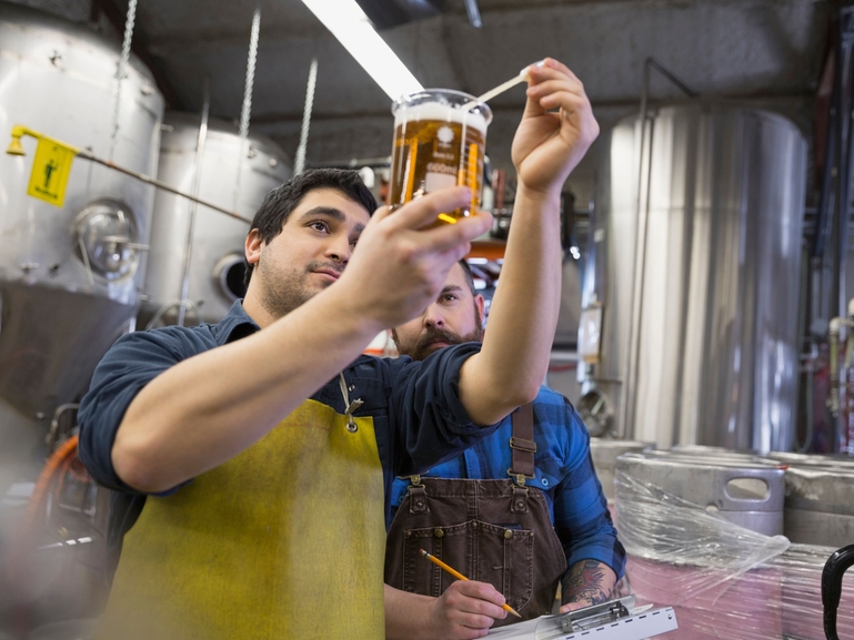 Brewing process with in-house quality control Beer quality control performed by two brewers